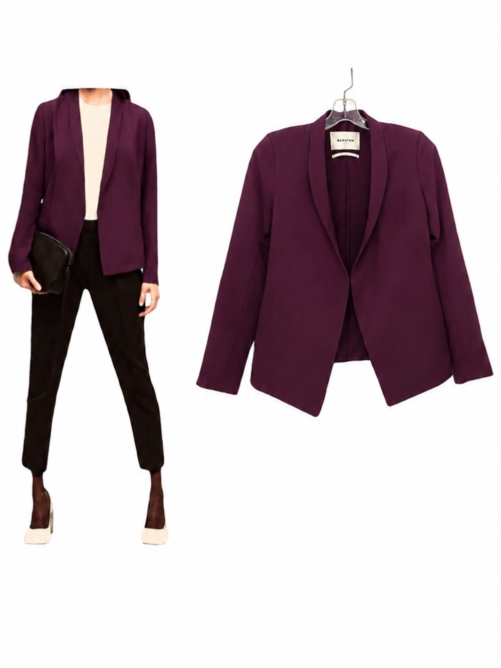 Aritzia Babaton Keith Minimalist Blazer Preppy Open Burgundy Pockets Jacket Red